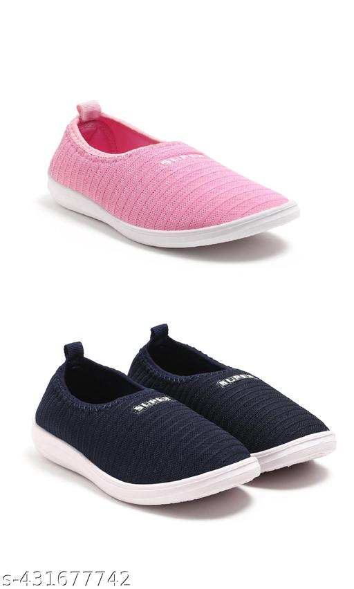 SUPEX Women's Walking Slip on Outdoor Shoes Sneakers For Women and Girls COMBO OF 2