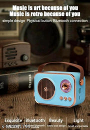 Vintage Bluetooth Wireless Speaker | 10W RMS Loud Sound | Retro Design with Type-C Charging, 8H Battery Backup, USB & AUX Input, Portable Home & Outdoor Speaker  | Multicolour ( Pack of 1 )