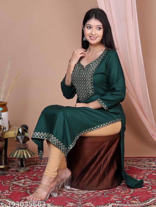 Women Embroidered Straight Kurta
