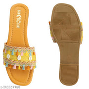 BAMBAM Women's Elegant Embroidered Woven Strap Flat Sandals | Fashionable Tassel Detail Comfort Wear Footwear for Casual & Travel Use