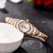 Fashion Rose Golden Chain and Silver Pearl Dial DB Small Analog Women's & Girl's Watch