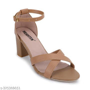 Strappy Beige Heels for Women and Girls - Stylish Footwear for Any Occasion