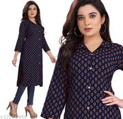 Rayon Printed Kutri - Straight Kurti.