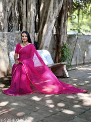 Georgette lehriya saree with fancy lace and blouse