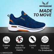 Bersache Lightweight Sports Outdoor,walking, Gym, Training,Running and Hiking Shoes For Men Blue-PRI-7050