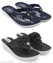 Ango Soft Footbed Sandals for Women Lightweight & Comfortable Daily Wear Fashion Sandals Pack of 2