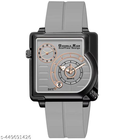 Dual Time Date Display Radium Dial  Magnetic Belt Analog Watch For Men_B31k