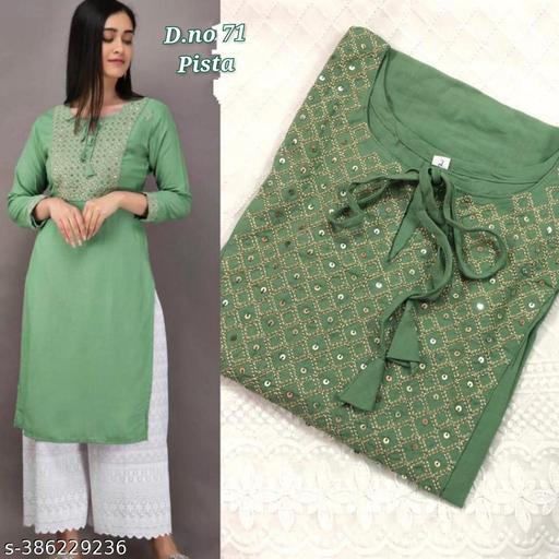 rayon kurti embroidered