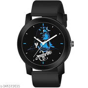 New Fashion Jata Mahadev Black Dial Pado Case Black Rubber Strap Watch For Boys,Men