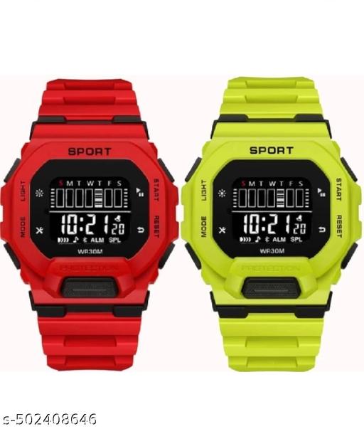 Wrist Sport Ultra Combo Watch with Water Resist Pack of 2 Digital Watch - For Men NEW GENERATION BLACK STRAP WATCHES