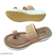 MFF Women Golden Casual Flower Print Flat Sandals Slippers For Women & Girls
