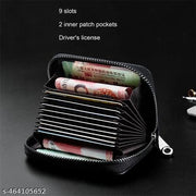 High Quality Zipper, 9 Slots Leather Credit Card Holder | ATM Card Holder For Mens and Womens (PACK OF 1)(BLACK)