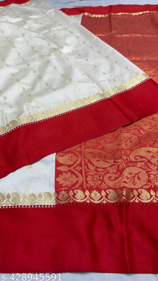 white-red Kanjiwaram silk sarees