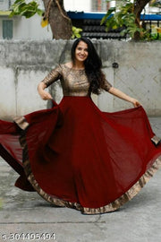 Beautiful Golden zari work Georgette  Ethnic Indian kurti