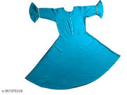 Amazing Latest Fashion Women's Solid Flared kurti | women gowns cotton | (Aqua Blue)