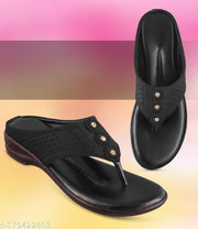 Unique Design Black Slippers Flats Heel Ladies Ankle Strap The Shoe Has an ankle strap, which provides Extra Comfortable Flats Sandal Modern Women Flats Stylish Women Flats Latest Alluring Women