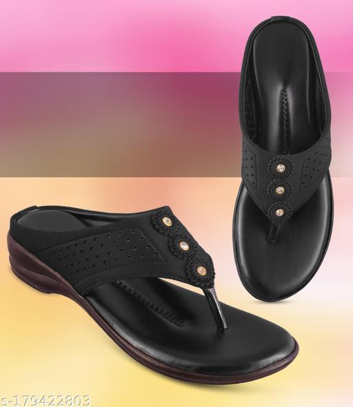 Unique Design Black Slippers Flats Heel Ladies Ankle Strap The Shoe Has an ankle strap, which provides Extra Comfortable Flats Sandal Modern Women Flats Stylish Women Flats Latest Alluring Women