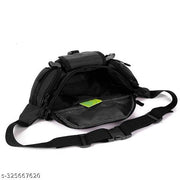Outdoor Unisex Tactical Military Waist Pack Chest Bag 3 Pocket Holder Black | 37 x 18 x 11 cm | Black aas5