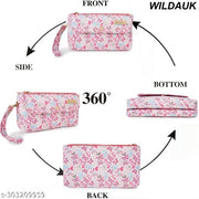 WILDAUK  Casual, Formal, Party Pink Butterfly Print Clutch