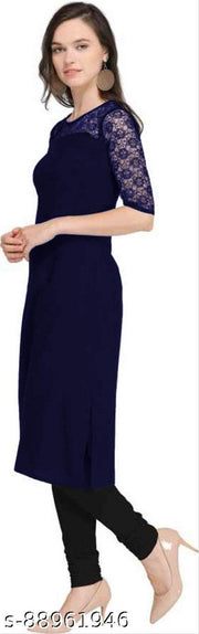 Casual American Crepe Round-Neck 3/4th Length Sleeves (45"Inches)