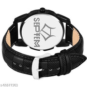 SEPTEM Septem 213 Black Combo Set of 2 Stylish Rich Professional Look Designe Analog Watch - For Couple