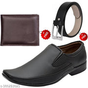 Attractive Trendy Formal Shoes/Party Shoes/Shoes Combo With Free Wallet & Belt  For  Men And Boys