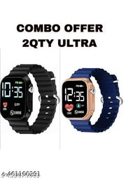 Black + Neavy blue 2qty ultra combo digital watch men & women