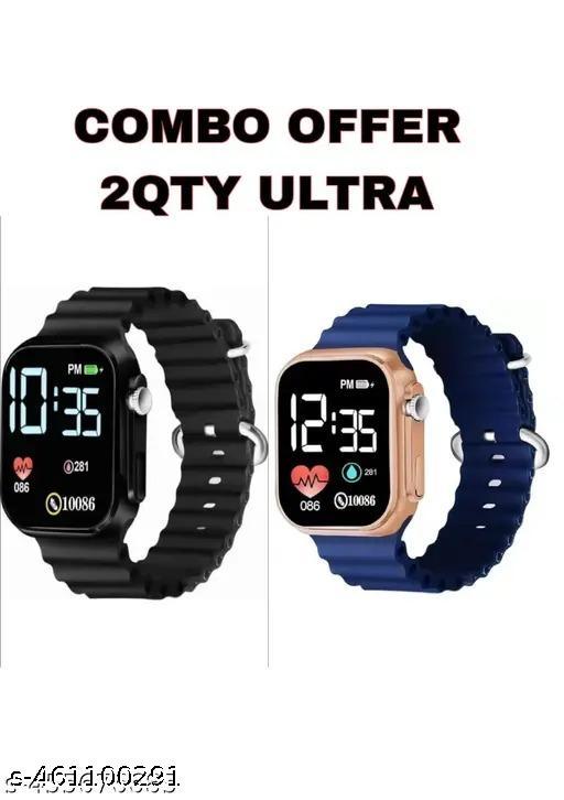 Black + Neavy blue 2qty ultra combo digital watch men & women