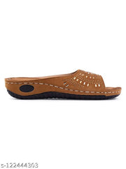 TRASE Women's Fashion Slippers | Doctor Ortho Soft & Comfortable Slip-Ons for Women & Girls | Lightweight & Stylish, Diabetic & Orthopedic Footwear, Ideal for Knee & Foot Pain (44061, Tan)