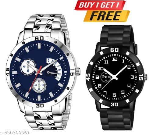 HC HARMI CREATIVE Combo (Pack of 2) BUY 1 GET 1 FREE   Analog Watch - For Men Steel and  Tranding Pu Belt Quartz Watch Strap For Mens and Boys (Combo Set of 2)