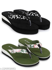 Two Soft Women Slipper/Comfortable & Stylish Women's Daily Use Slipper/Flipflop for Doctor Ortho Slipper/Women & Girls Combo of 2