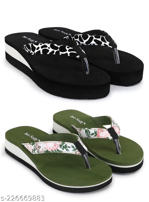 Two Soft Women Slipper/Comfortable & Stylish Women's Daily Use Slipper/Flipflop for Doctor Ortho Slipper/Women & Girls Combo of 2