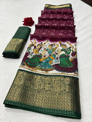 DOLA SILK SPARKLE ZARI  BANDHANI PRINT WITH JACQUARD BODAR