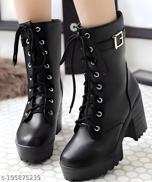 FRANINO PARIS Amazing Design Women's High Ankle Length Black Stylish, Fashionable & Trending Boots | Stylish Latest & Trendy Boots for Women