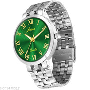 Jainx Green Dial Steel Chain Analog Wrist Watch for Men