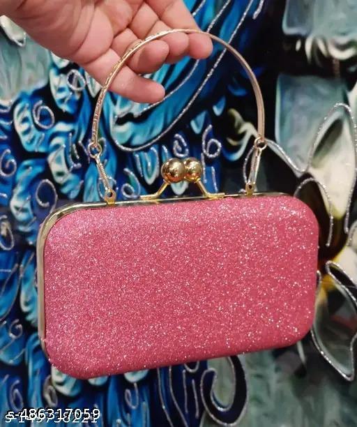 fancy partywear shimmer clutch with handle