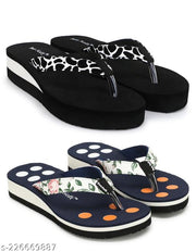 Two Soft Women Slipper/Comfortable & Stylish Women's Daily Use Slipper/Flipflop for Doctor Ortho Slipper/Women & Girls Combo of 2