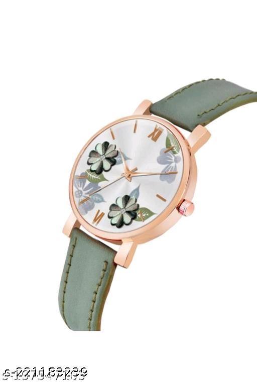 Precious Flower Designer Rust Thorns Fit Round Dial with Colorful Stylish Leather Belt Analog Watches for Women Watches
