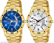 Day n Date Men Stylish Analog Latest Watches Combo - Set of 2 - GOLD-4-AND-GOLD-19