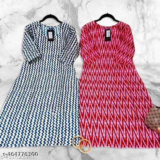Polyster/Crepe fabric-Combo Kurti in lowest Price