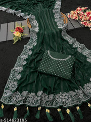Womens partywear saree Chiffon Sarees Quality Selection