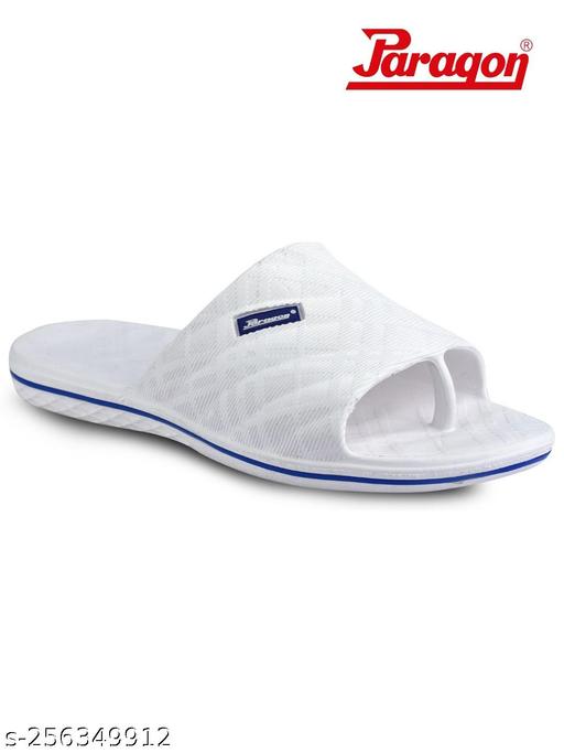 Paragon Ultra-Stylish Ultra-Comfortable White Casual Slides for Men