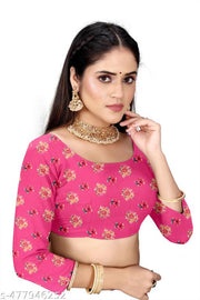 Attractive Georgette Floral Digital Print Saree With Running Blouse Piece