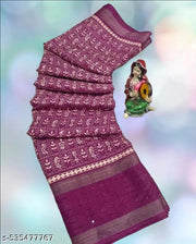 DOLA SILK SAREE WITH WORLI PRINT AND SEQUENCE BORDER
