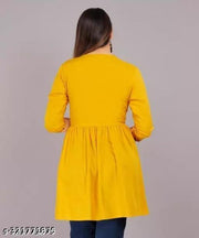 Women Rayon Emb Stylish Sky Blue Top & Tunics, Frock_Top,Kurti_Top