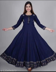 Navy blue long gown