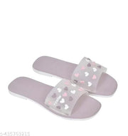 Latest heart print Purple slippers