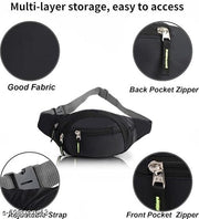 Unisex Waterproof Waist Bag with RFID Protection – Large Fanny Pack (Black)