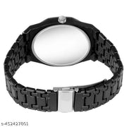 mettallic belt analog date watch for mens(Black)