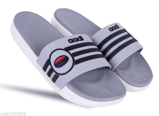 Men's Grey Synthetic Leather Daily Casual Slipper - MRJ1456